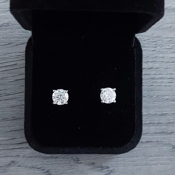 1 Carat Moissanite 925 Silver Sterling Stud Earrings - Picture 2 of 15